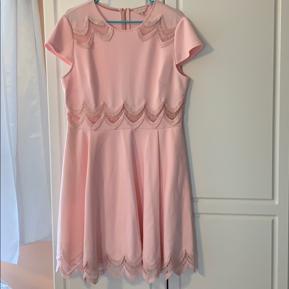 Ted Baker embroidered cap sleeve skater dress